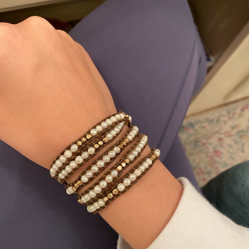 Chan Luu Freshwater Pearl Leather Wrap Bracelet